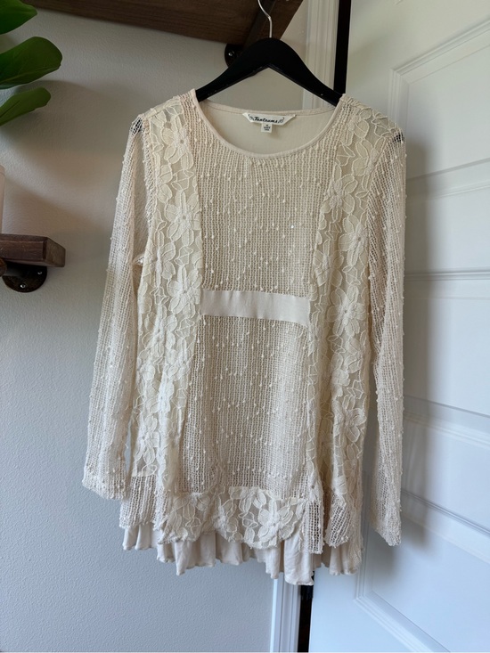 Tantrums Tops - Tantrums Cream Lace/crochet knit Top